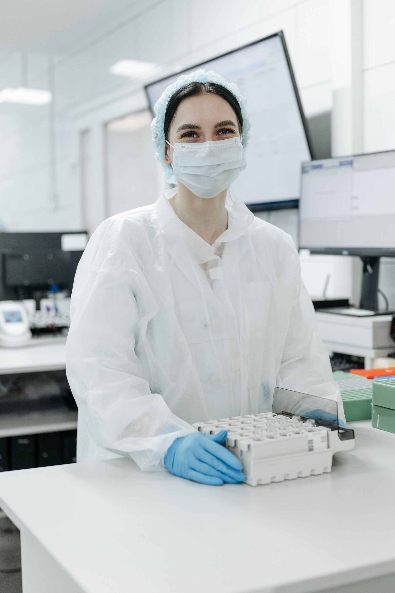 Laboratory professional preparing sample materials